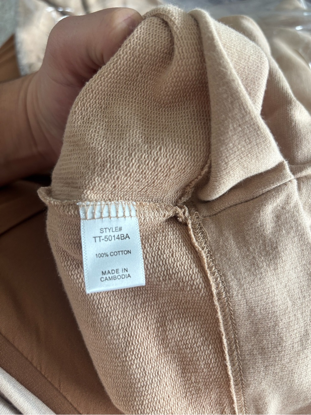 Zenana Outfitters Beige Cropped Hoodie 100% COTTON - Picture 4 of 4